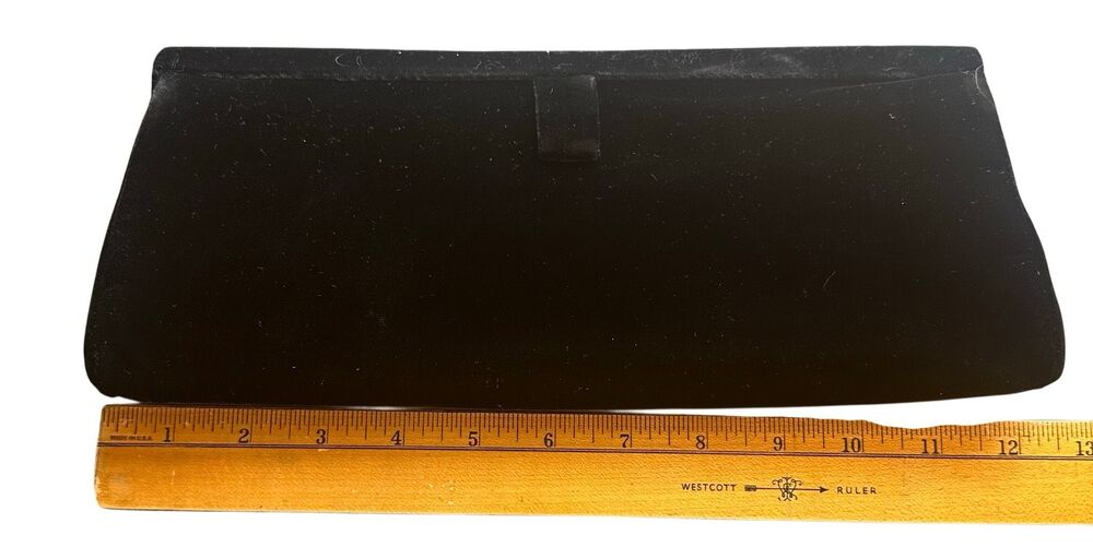 Bobbie Jerome Vintage 1950s Black Velvet Clutch Purse – Satin Interior – mirror